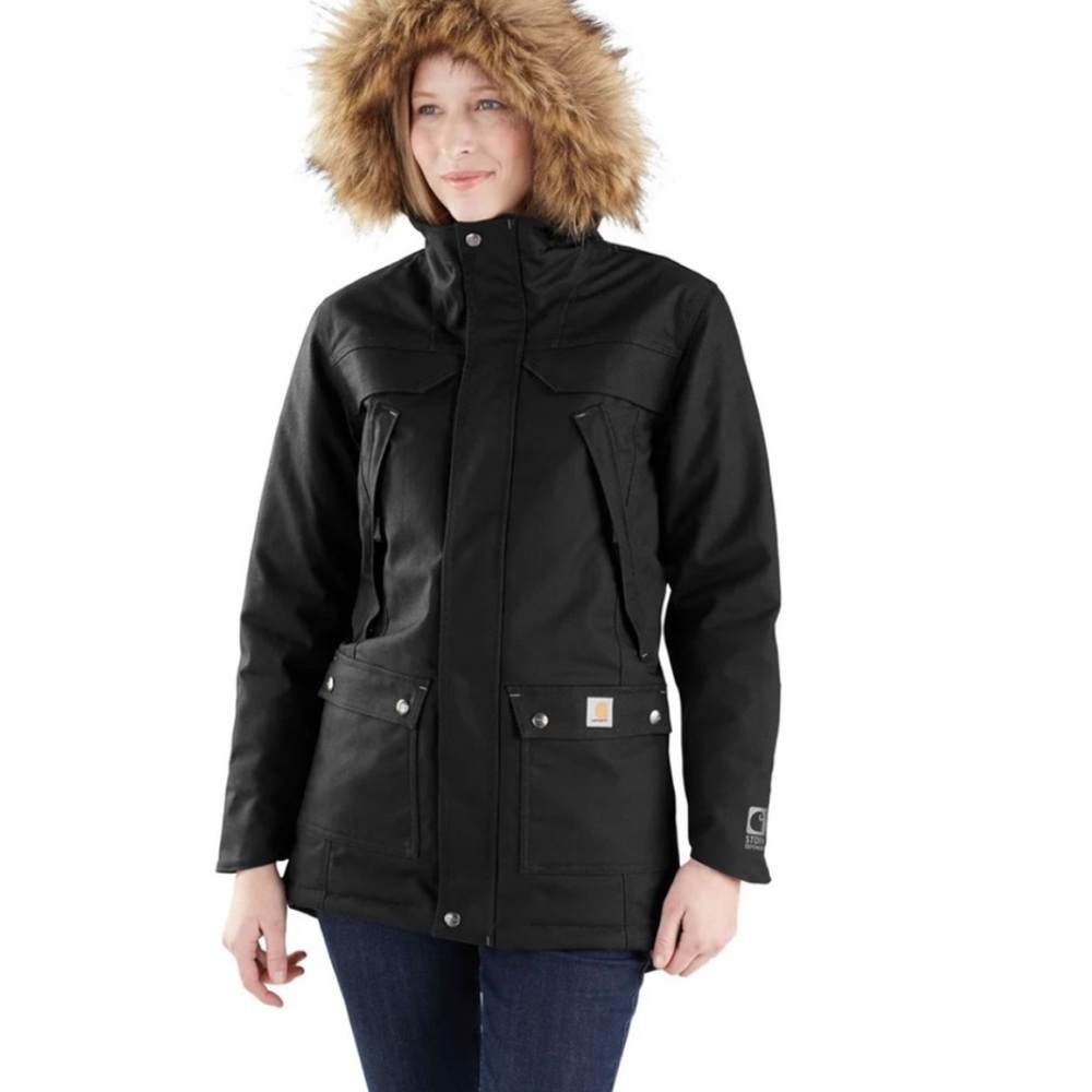 Carhartt Women's Black Jacket with Fur Hood